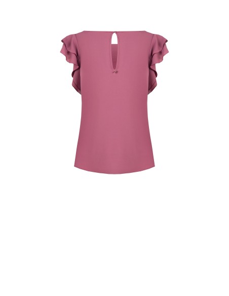 Vloeiende blouse van mat satijn met volantmouwen Rinascimento