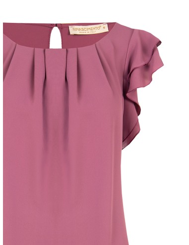 Vloeiende blouse van mat satijn met volantmouwen Rinascimento