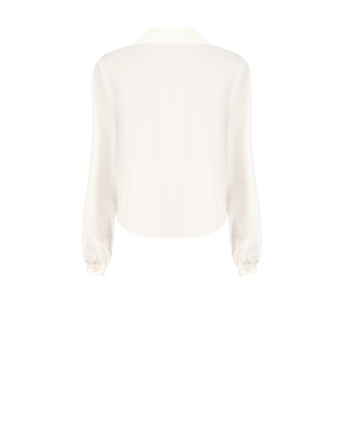 Vloeiende satijnen blouse met V-hals en kraag van Rinascimento