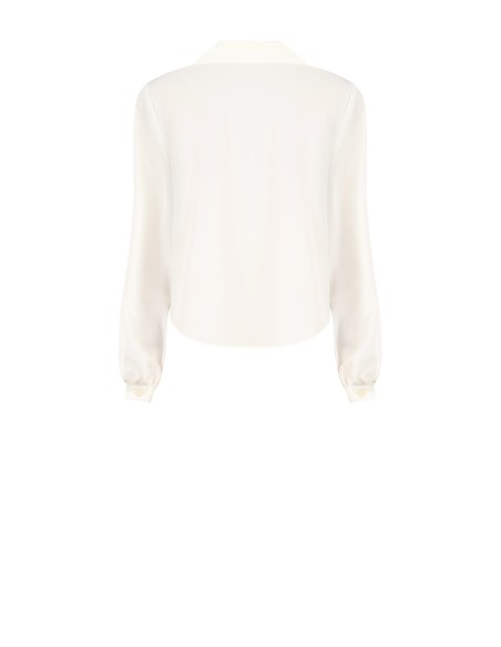 Vloeiende satijnen blouse met V-hals en kraag van Rinascimento