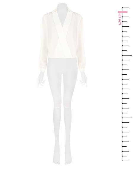 Vloeiende satijnen blouse met V-hals en kraag van Rinascimento