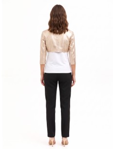 Rinascimento bolero-schouderbedekking van gelamineerd imitatieleer met licht verouderd effect en 3/4-mouwen 2
