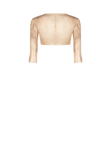 Rinascimento bolero-schouderbedekking van gelamineerd imitatieleer met licht verouderd effect en 3/4-mouwen