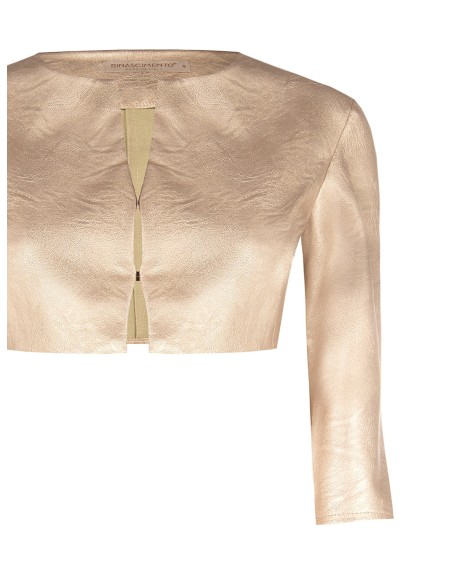 Rinascimento bolero-schouderbedekking van gelamineerd imitatieleer met licht verouderd effect en 3/4-mouwen