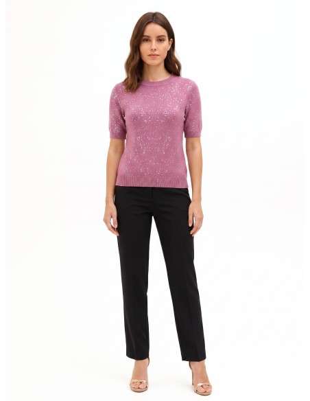 Rinascimento trui met korte mouwen, bedekt met pailletten