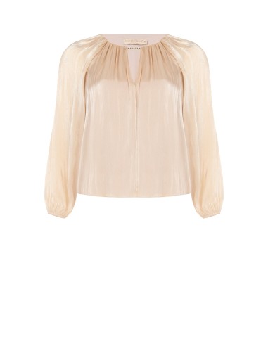 Soepelvallende curvy blouse van gelamineerd satijn met cut-out en juweeldetail Rinascimento Curvy