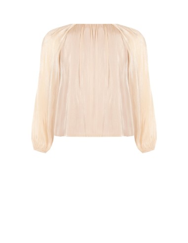 Soepelvallende curvy blouse van gelamineerd satijn met cut-out en juweeldetail Rinascimento Curvy