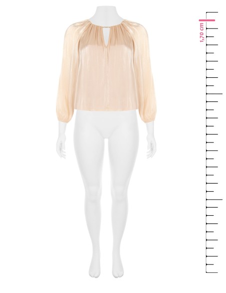 Soepelvallende curvy blouse van gelamineerd satijn met cut-out en juweeldetail Rinascimento Curvy