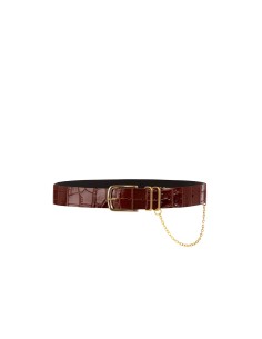 Riem van echt leer met krokodillenprint en ketting Rinascimento