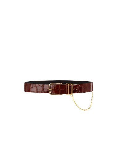 Riem van echt leer met krokodillenprint en ketting Rinascimento