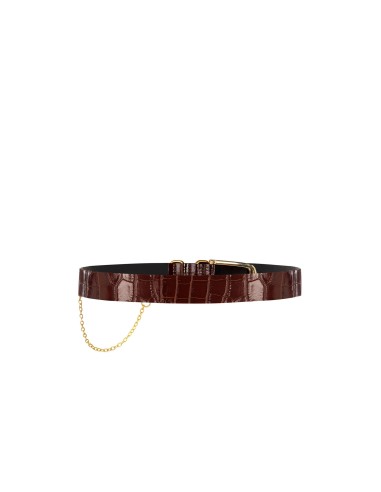 Riem van echt leer met krokodillenprint en ketting Rinascimento