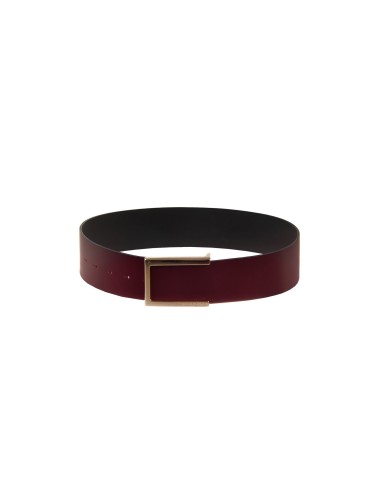 Hoge riem van glad echt leer met gesp met logo Rinascimento