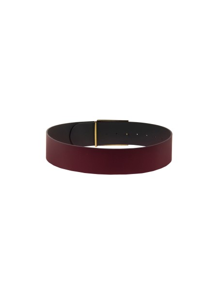 Hoge riem van glad echt leer met gesp met logo Rinascimento