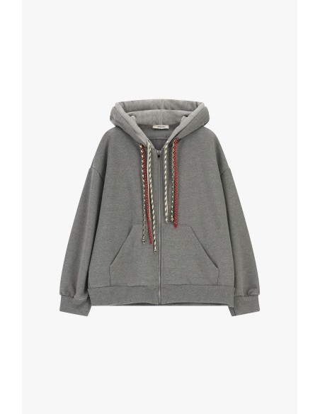 Hoodie Met Rits En Gevlochten Koordjes Dixie