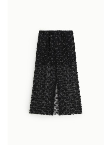Geborduurde midi-rok met transparante details en hoge taille Dixie