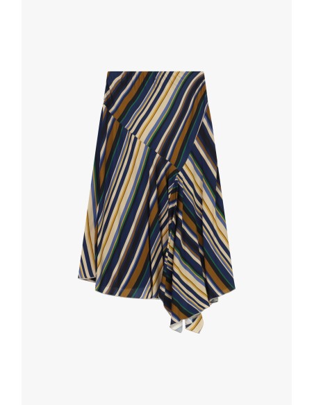 Dixie gestreepte rok met asymmetrische zoom