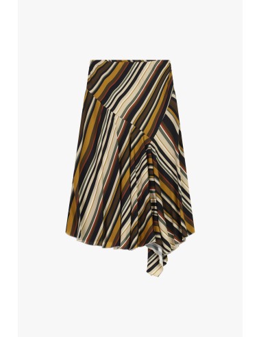 Dixie gestreepte rok met asymmetrische zoom