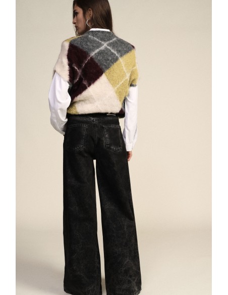 Dixie jeans met wijde pijpen en vintage wassing
