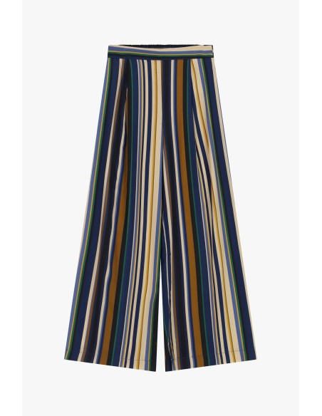 Dixie Palazzo-broek met veelkleurige strepen en hoge taille