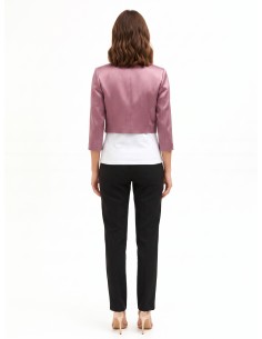 Open cropped spencerjasje van satijn met revers - Rinascimento 2