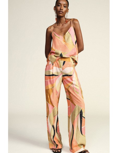 Dixie Palazzo-broek met abstracte print en wijde pijpen