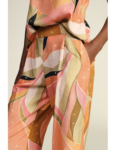 Dixie Palazzo-broek met abstracte print en wijde pijpen