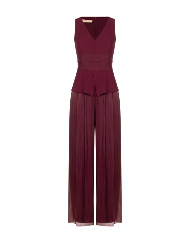 Palazzo-jumpsuit van gelamineerd satijn met een soepelvallend lijfje van Rinascimento-stof