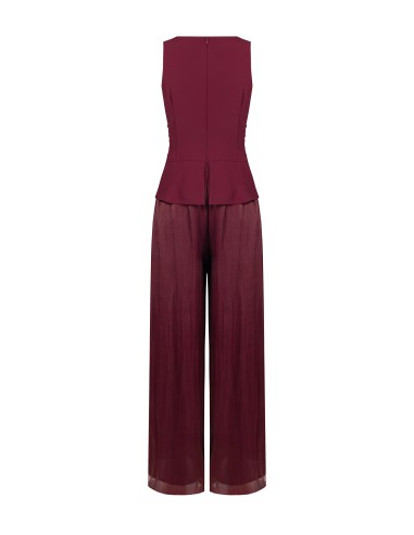 Palazzo-jumpsuit van gelamineerd satijn met een soepelvallend lijfje van Rinascimento-stof