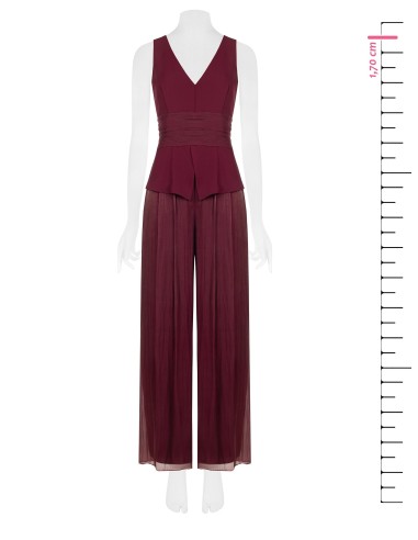 Palazzo-jumpsuit van gelamineerd satijn met een soepelvallend lijfje van Rinascimento-stof