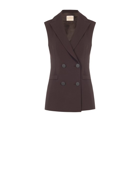Getailleerd gilet met dubbele rij knopen van Cadi-stof Rinascimento