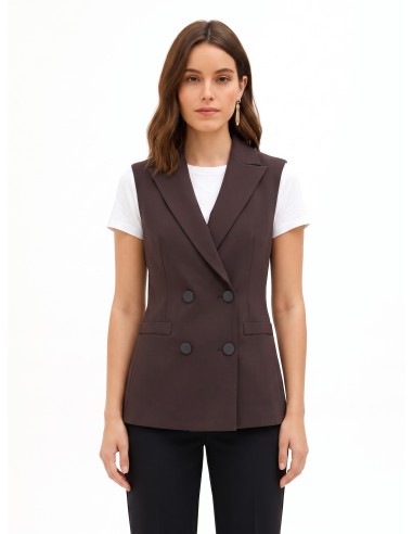 Getailleerd gilet met dubbele rij knopen van Cadi-stof Rinascimento