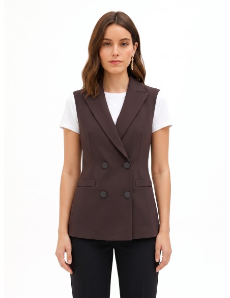 Getailleerd gilet met dubbele rij knopen van Cadi-stof Rinascimento