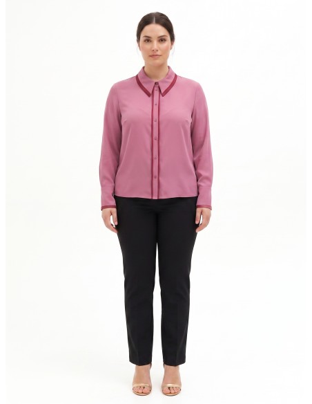Curvy overhemd van mat satijn met contrasterende details van Rinascimento Curvy