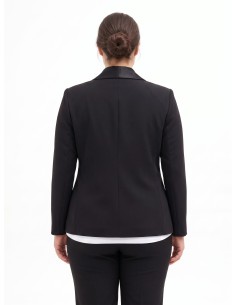 Curvy getailleerde blazer van scuba-crêpe met satijnen sjaalkraag, Rinascimento Curvy 2