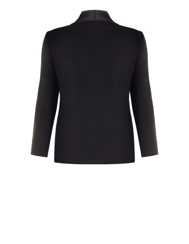 Curvy getailleerde blazer van scuba-crêpe met satijnen sjaalkraag, Rinascimento Curvy