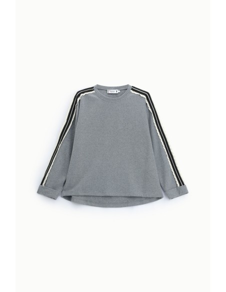 Sweater met ronde hals en strepen op de mouwen alstublieft