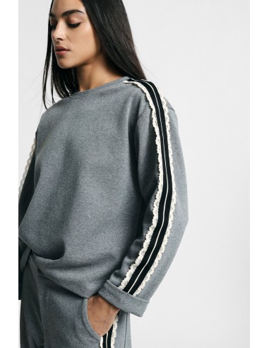 Sweater met ronde hals en strepen op de mouwen alstublieft