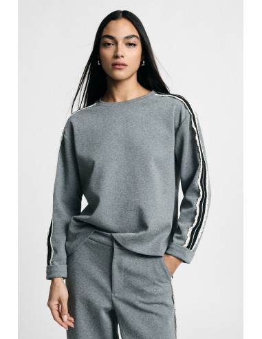 Sweater met ronde hals en strepen op de mouwen alstublieft