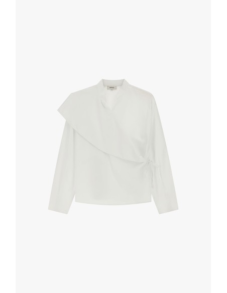 Asymmetrische blouse met lange mouwen en zijstrik