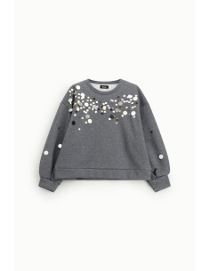 Ruime sweater met ronde spiegelapplicaties van Dixie