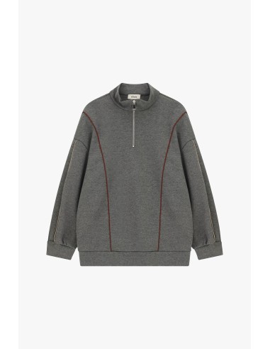 Dixie Sweatshirt zonder capuchon met rits en contrasterende naden
