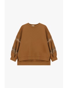 Ruime sweater met kanten inzetstukken op de mouwen Dixie