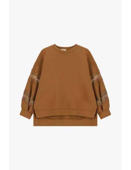 Ruime sweater met kanten inzetstukken op de mouwen Dixie
