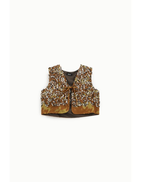 Kort gilet met paillettenmotief en sluiting met striklint Dixie