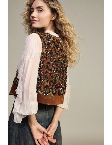 Kort gilet met paillettenmotief en sluiting met striklint Dixie