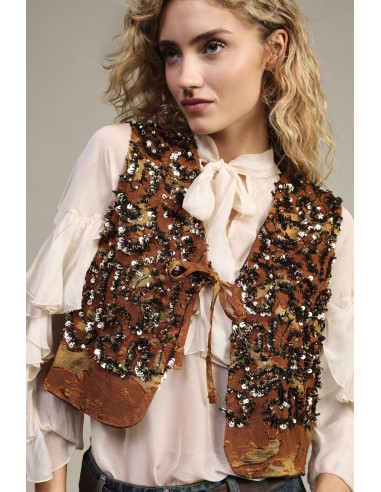 Kort gilet met paillettenmotief en sluiting met striklint Dixie