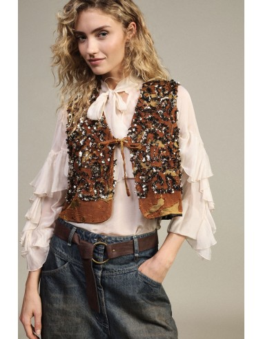 Kort gilet met paillettenmotief en sluiting met striklint Dixie
