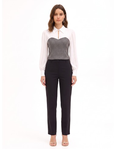 2-in-1-top met georgette blouse en gestreept korset met pailletten