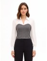 2-in-1-top met georgette blouse en gestreept korset met pailletten