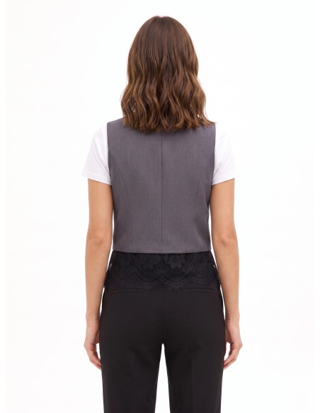 Ruim gilet met kanten rand Rinascimento